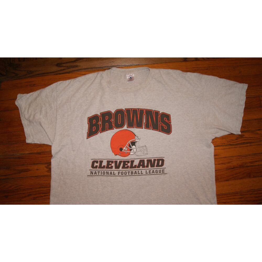 90s Vintage Cleveland Browns TShirt Mens 3XL Gray Football Helmet Graphic USA